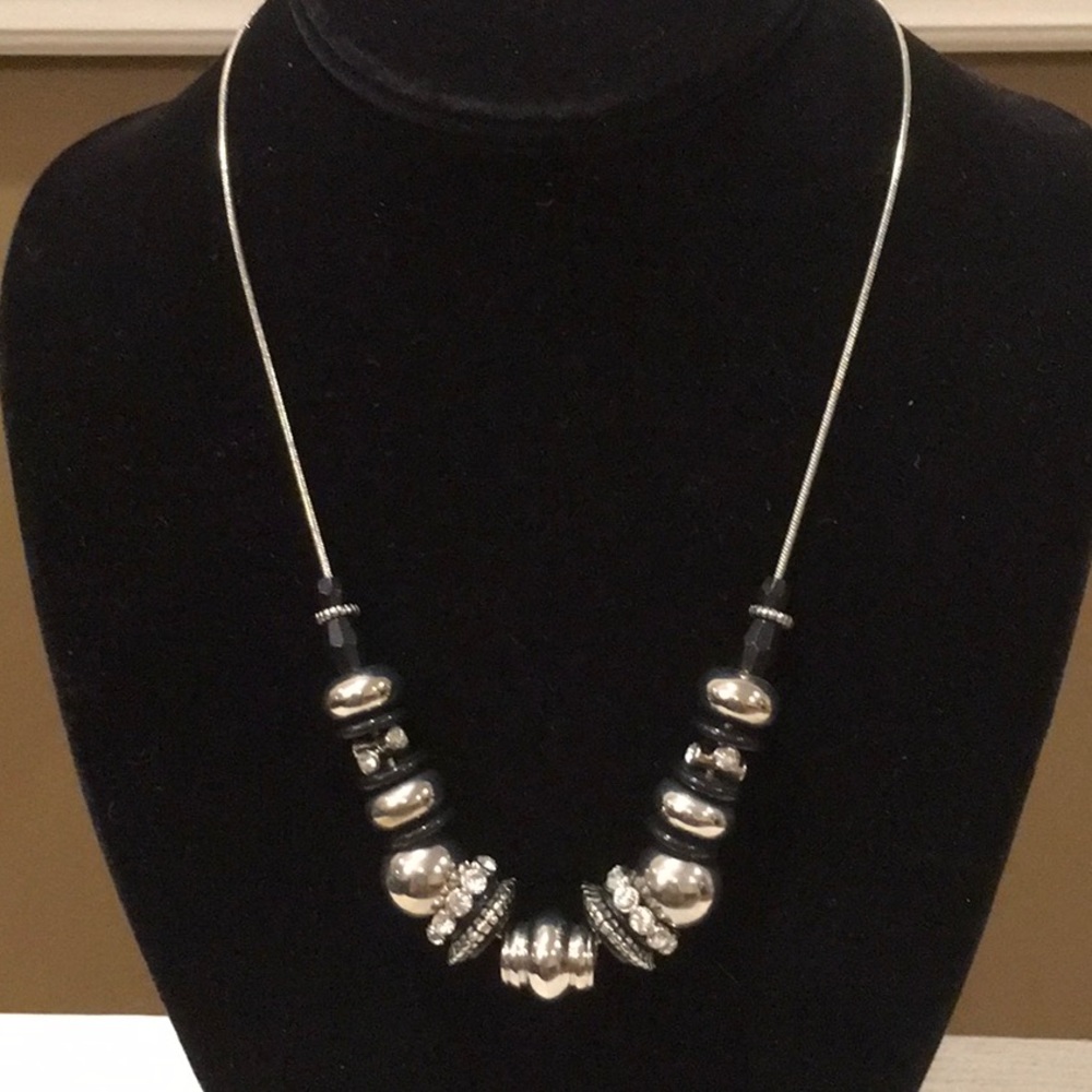 Nine West Silver & Black Beaded Necklace